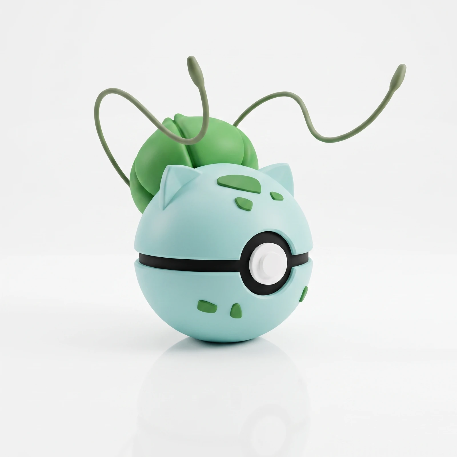 Pokébola colecionável inspirada no Bulbasaur, com detalhes verdes e acabamento multicolorido